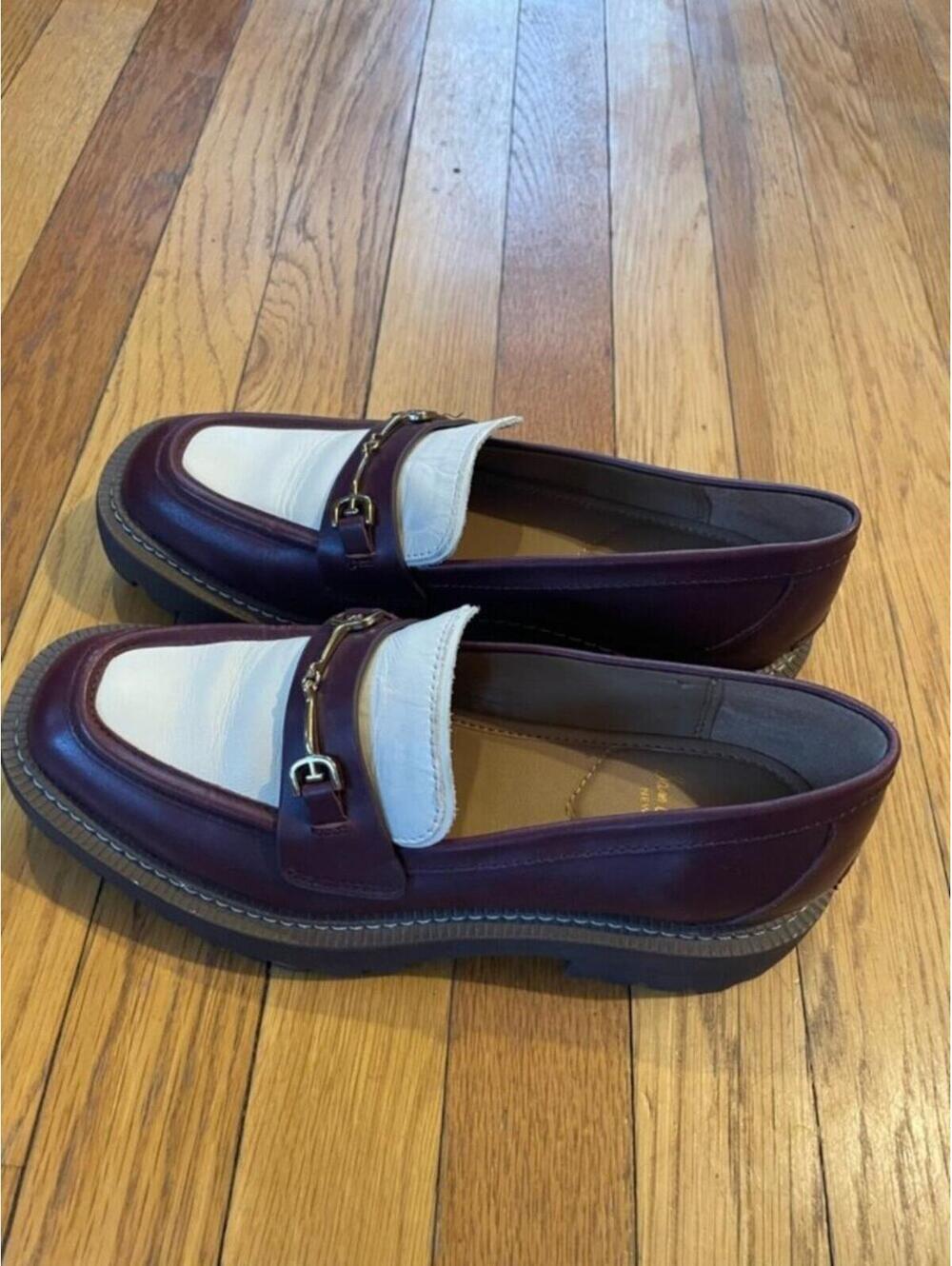 Sam Edelman Women's Laurs Lug Sole Shoe Two Tone Burgundy Cream US 7 - Picture 5 of 15